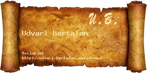 Udvari Bertalan névjegykártya
